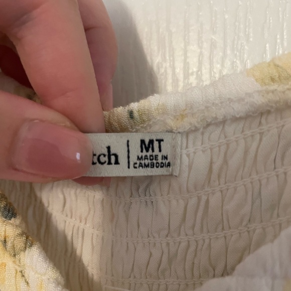 Abercrombie & Fitch Cream Midi Floral Sundress with Puff Sleeves - Picture 3 of 5